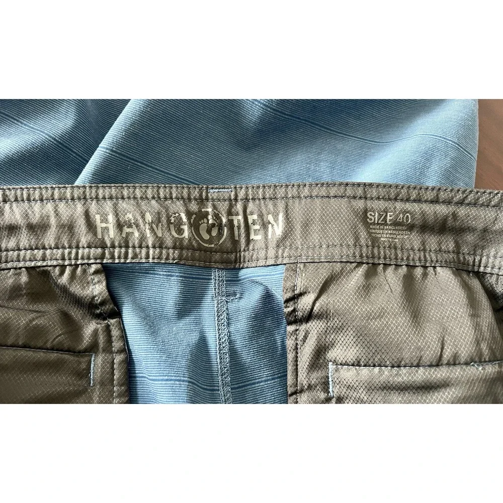 Hang Ten Mens Blue Striped Hybrid Boardwalk Shorts Size 40 Stretch‎ Quick Dry
